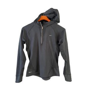 Nike Fit Dry Long sleeve Black Hooded Quarter Zip Top S
